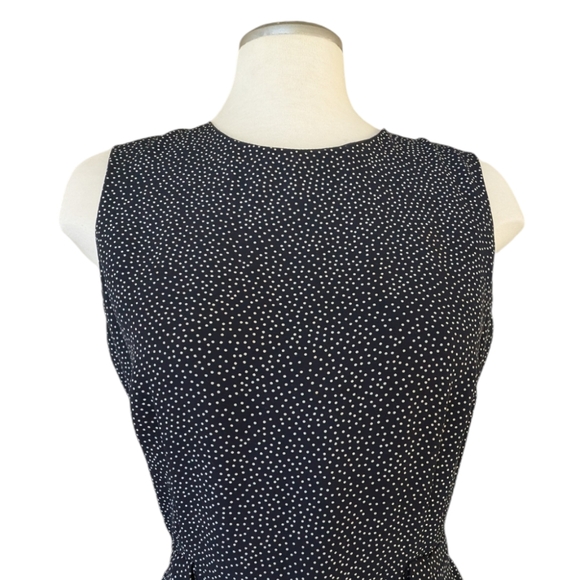 Jolibel navy blue white polka dots belted dress - Picture 2 of 8